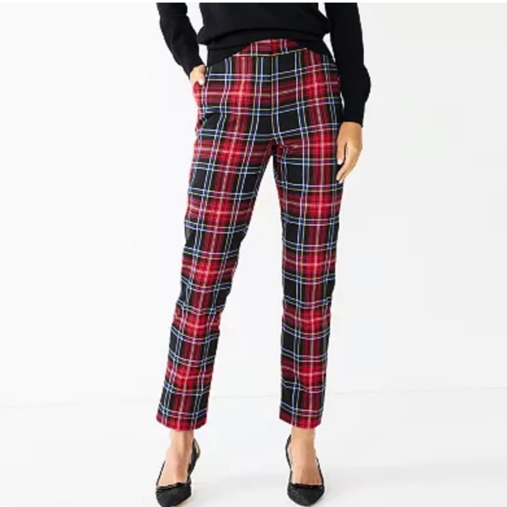 Draper James RSVP Plaid Tartan Flat Front Trouser Pants